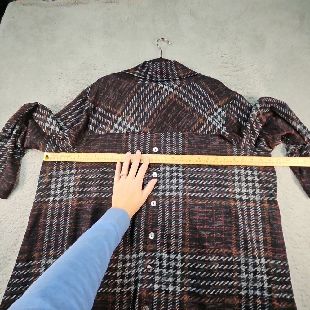 John Mark Tunic Sweater Womens 2X Plaid Cowl Neck Pockets Button Back - Picture 13 of 15
